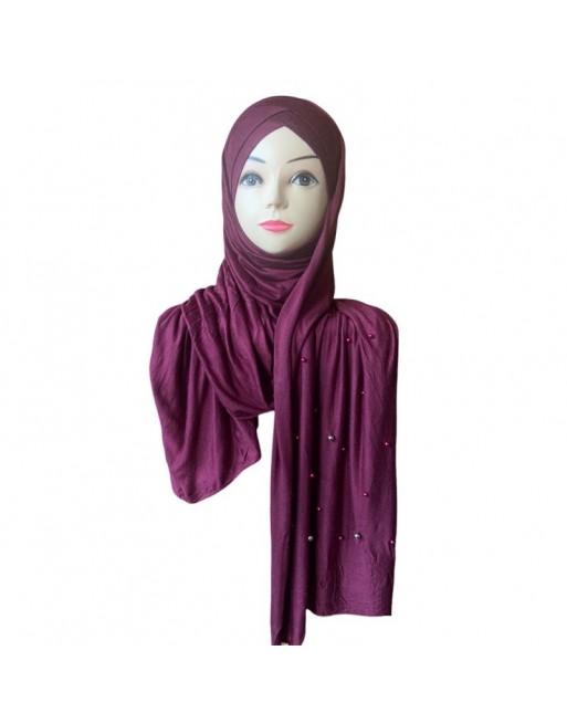 Châle avec bonnet magnétique perlé - Couleur Prune 