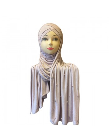 Châle avec bonnet magnétique perlé - Couleur Parme clair 