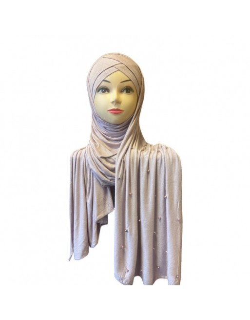 Châle avec bonnet magnétique perlé - Couleur Parme clair 
