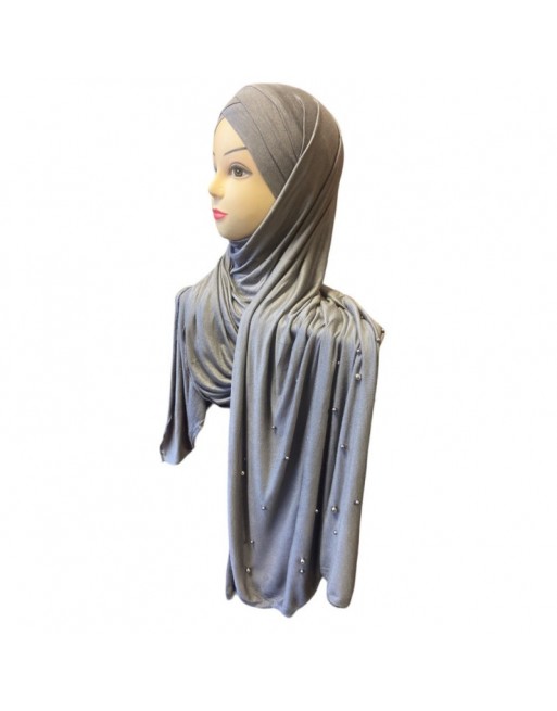 Châle avec bonnet magnétique perlé - Couleur Gris Châle avec bonnet magnétique perlé - Couleur Gris