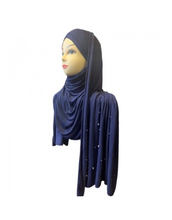 Châle avec bonnet magnétique perlé - Couleur Bleu marine 