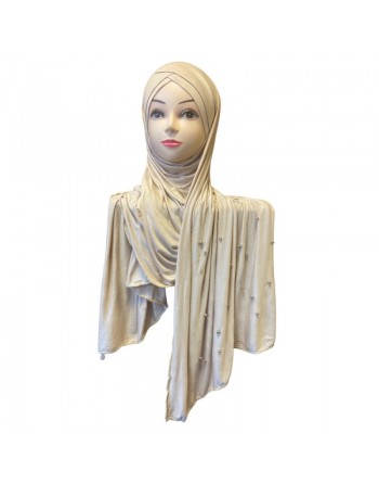 Châle avec bonnet magnétique perlé - Couleur Beige 