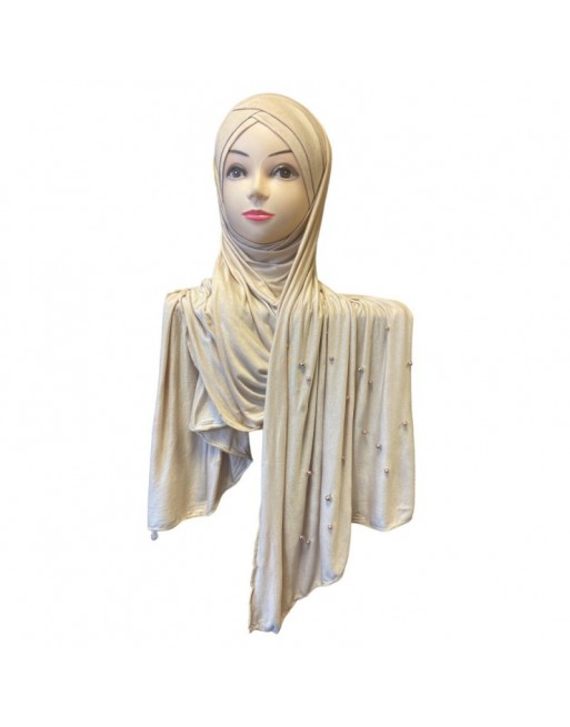 Châle avec bonnet magnétique perlé - Couleur Beige Châle avec bonnet magnétique perlé - Couleur Beige