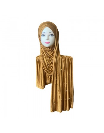 Châle avec bonnet magnétique perlé - Couleur Jaune moutarde 