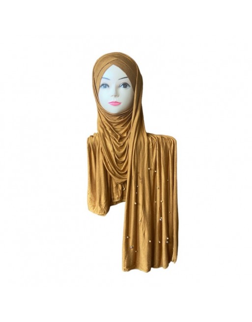 Châle avec bonnet magnétique perlé - Couleur Jaune moutarde 