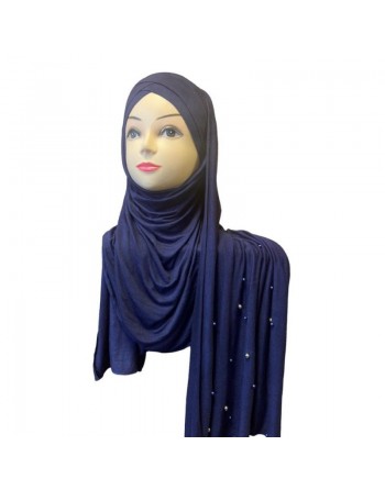 Châle avec bonnet magnétique perlé - Couleur Bleu gris 