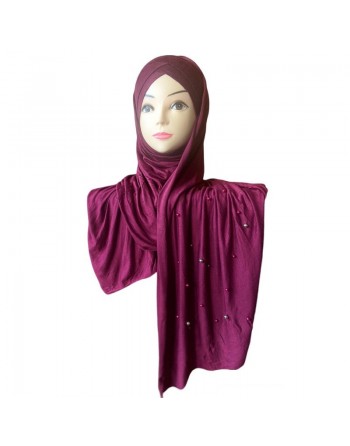 Châle avec bonnet magnétique perlé - Couleur Prune 