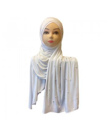 Châle avec bonnet magnétique perlé - Couleur Blanc 