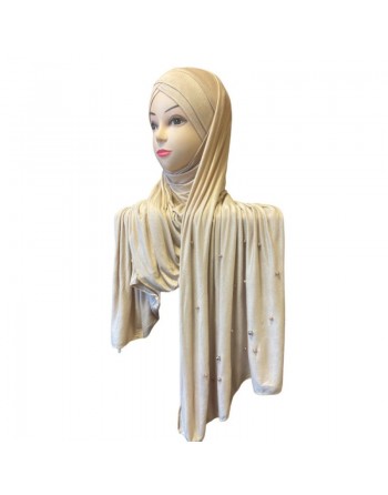 Châle avec bonnet magnétique perlé - Couleur Beige 