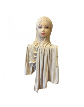 Châle avec bonnet magnétique perlé - Couleur Beige 