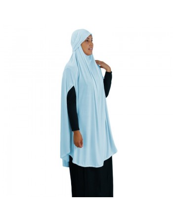 Grande cape - Hijab long de prière pour femme avec fentes - Couleur bleu ciel 