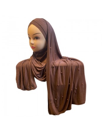 Châle avec bonnet magnétique perlé - Couleur Marron 