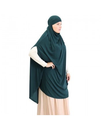 Grande cape - Hijab long de prière pour femme avec fentes - Couleur bleu canard 