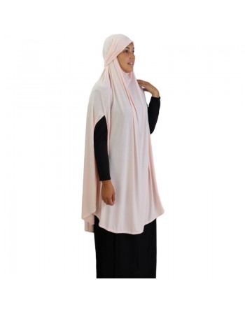 Grande cape - Hijab long de prière pour femme avec fentes - Couleur saumon pastel 