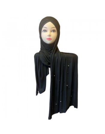 Châle avec bonnet magnétique perlé - Couleur Noir 