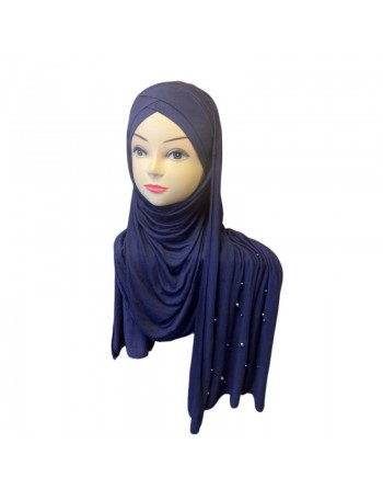 Châle avec bonnet magnétique perlé - Couleur Bleu marine 