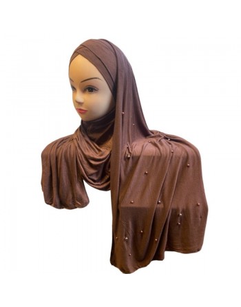 Châle avec bonnet magnétique perlé - Couleur Marron 