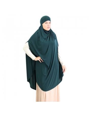Grande cape - Hijab long de prière pour femme avec fentes - Couleur bleu canard 