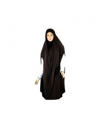Grande cape - Hijab long de prière pour femme avec fentes - Couleur marron foncé 