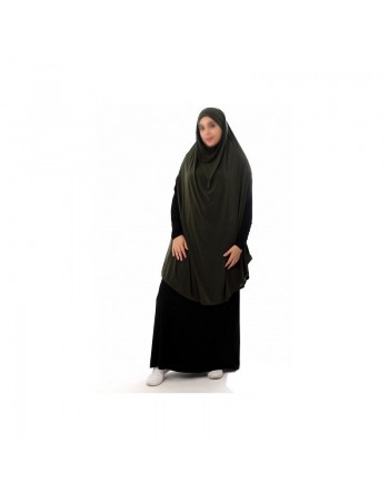 Grande cape - Hijab long de prière pour femme avec fentes - Couleur kaki 