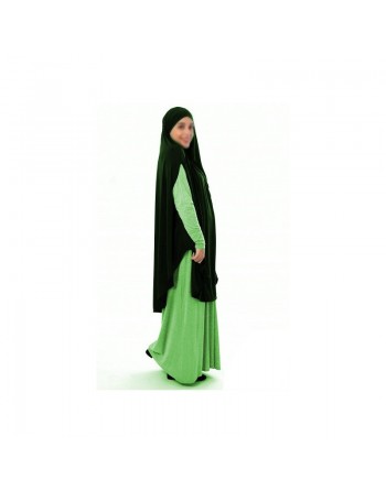 Grande cape - Hijab long de prière pour femme avec fentes - Couleur vert foncé 