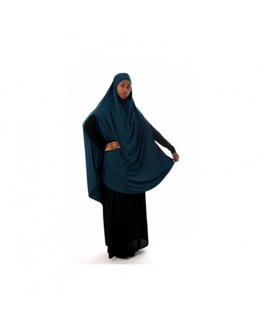 Grande cape - Hijab long de prière pour femme avec fentes - Couleur Bleu gris 