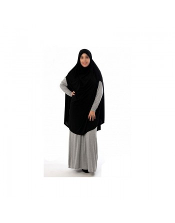 Grande cape - Hijab long de prière pour femme avec fentes - Couleur noire 