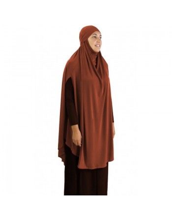 Grande cape - Hijab long de prière pour femme avec fentes - Couleur marron ambre 