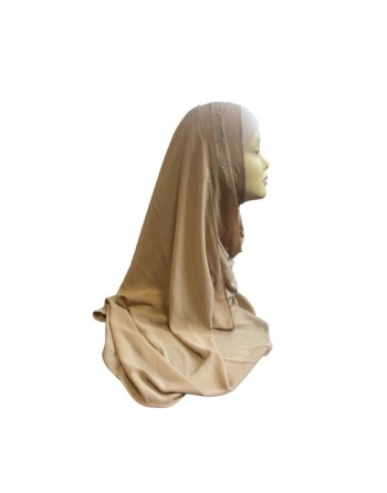 Hijab en crêpe facile à enfiler - Couleur taupe 