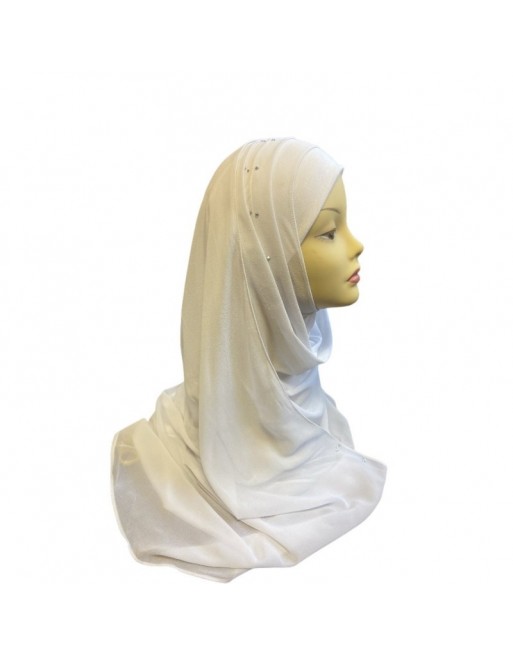 Hijab en crêpe facile à enfiler - Couleur blanc 