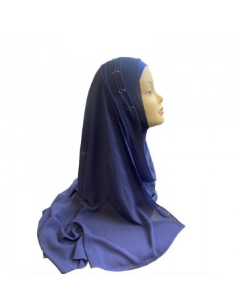 Hijab en crêpe facile à enfiler - Couleur bleu 