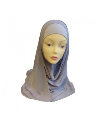 Hijab en crêpe facile à enfiler - Couleur gris 