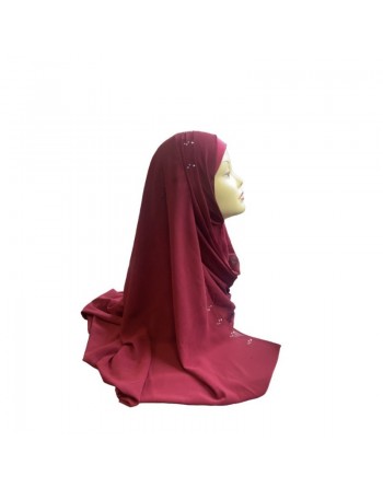 Hijab en crêpe facile à enfiler - Couleur framboise 