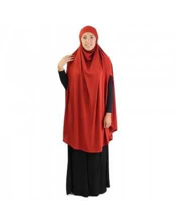 Grande cape - Hijab long de prière pour femme avec fentes - Couleur rouge 