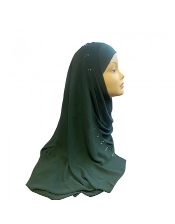 Hijab en crêpe facile à enfiler - Couleur vert foncé 