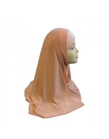 Hijab en crêpe facile à enfiler - Couleur rose saumon 