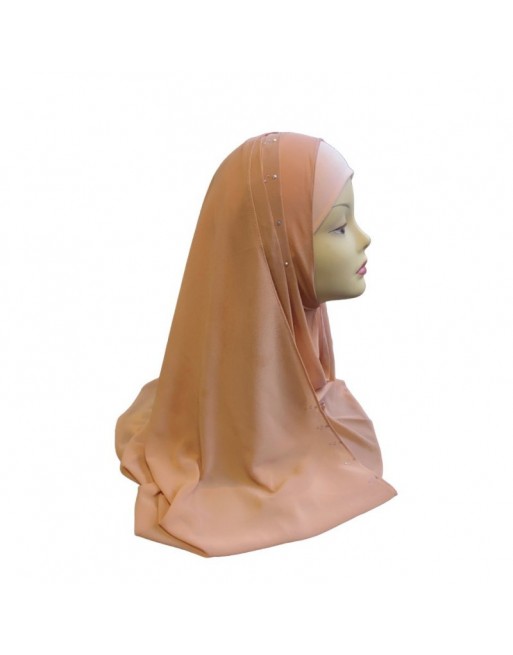 Hijab en crêpe facile à enfiler - Couleur rose saumon Hijab en crêpe facile à enfiler - Couleur rose saumon