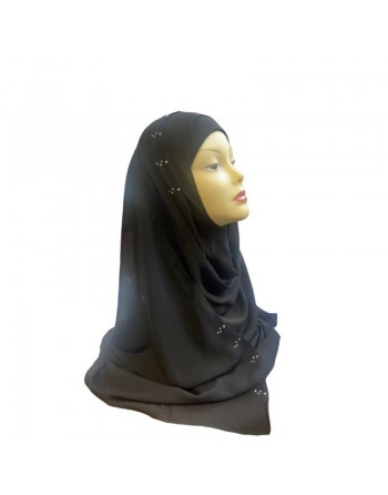 Hijab en crêpe facile à enfiler - Couleur noir 