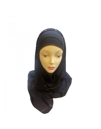 Hijab en crêpe facile à enfiler - Couleur noir 