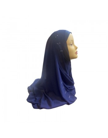 Hijab en crêpe facile à enfiler - Couleur Bleu marine 