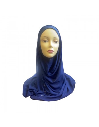 Hijab en crêpe facile à enfiler - Couleur Bleu marine 