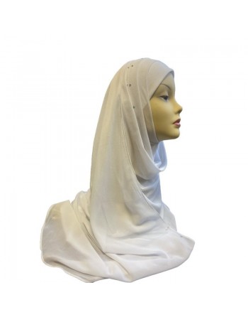 Hijab en crêpe facile à enfiler - Couleur blanc 
