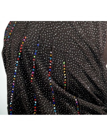 Hijab 1 pièce marron foncé pailleté avec strass multi-couleurs 