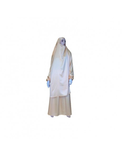 Jilbab deux pièces (Cape + Jupe) - Tissu de qualité supérieure - Couleur beige Jilbab deux pièces (Cape + Jupe) - Tissu de qualité supérieure - Couleur beige