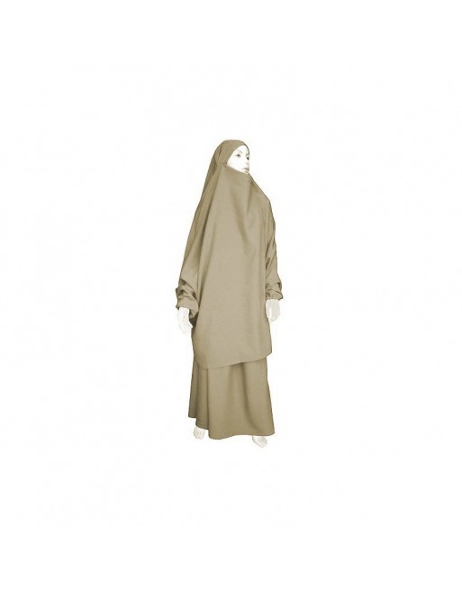 Jilbab deux pièces (Cape + Jupe) - Tissu de qualité supérieure - Couleur beige camel Jilbab deux pièces (Cape + Jupe) - Tissu de qualité supérieure - Couleur beige camel