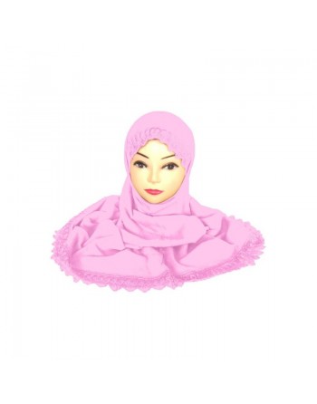 Hijab deux pièces avec dentelle couleur Vieux rose 