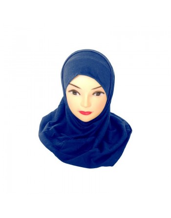 Hijab deux pièces de couleur sans dentelles - Couleur Bleu marine 