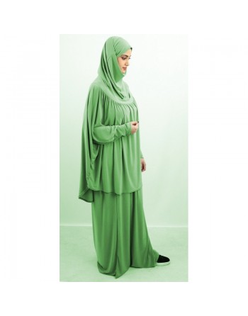 Jilbab Sport ample deux pièces (Cape + Jupe) pour femme - Marque Best Ummah - Couleur vert clair 