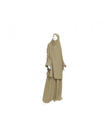 Jilbab deux pièces (Cape + Jupe) - Tissu de qualité supérieure - Couleur taupe 