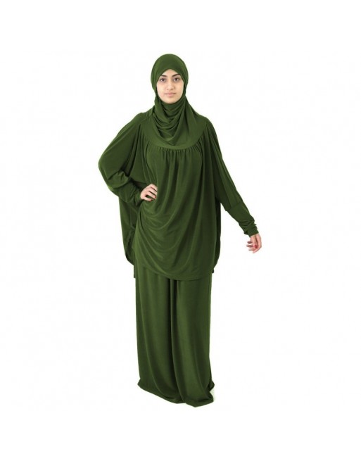 Jilbab Sport ample deux pièces (Cape + Jupe) pour femme - Marque Best Ummah - Couleur vert kaki Jilbab Sport ample deux pièces (Cape + Jupe) pour femme - Marque Best Ummah - Couleur vert kaki
